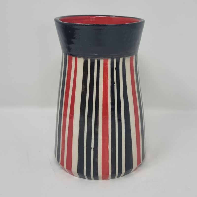 BRI225, Red Stripey Vase