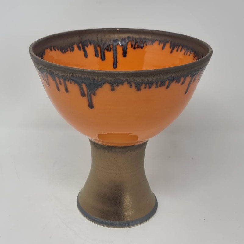 BRI235, Orange Pedestal Bowl