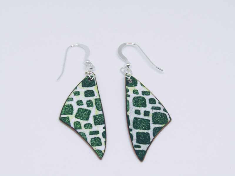 MCA285, Leaf Green Geometric Earrings