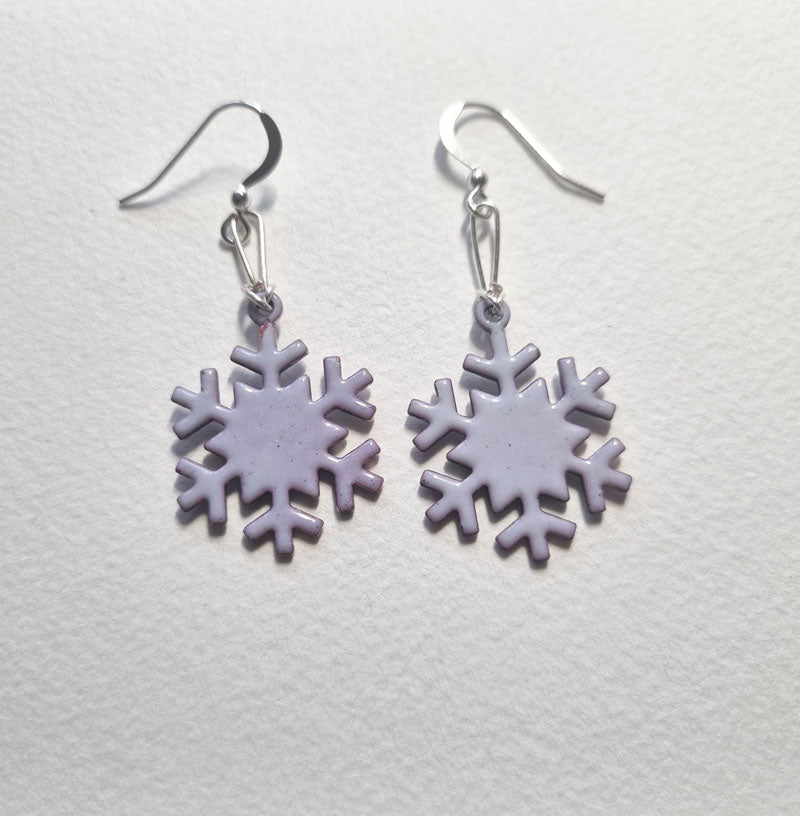 MCA362, Snowflake Enamel Earrings