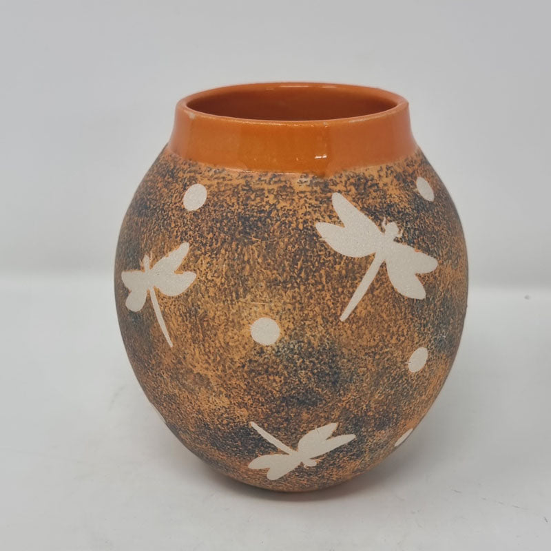 BRI214, Orange Dragonfly Moon jar