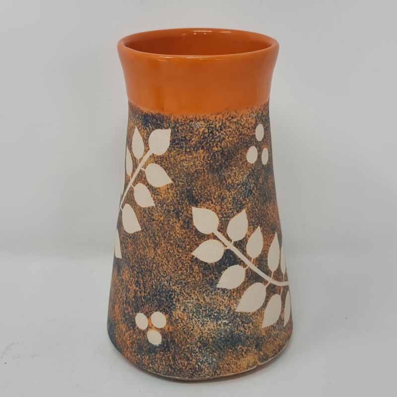 BRI213, Orange Leaf Vase