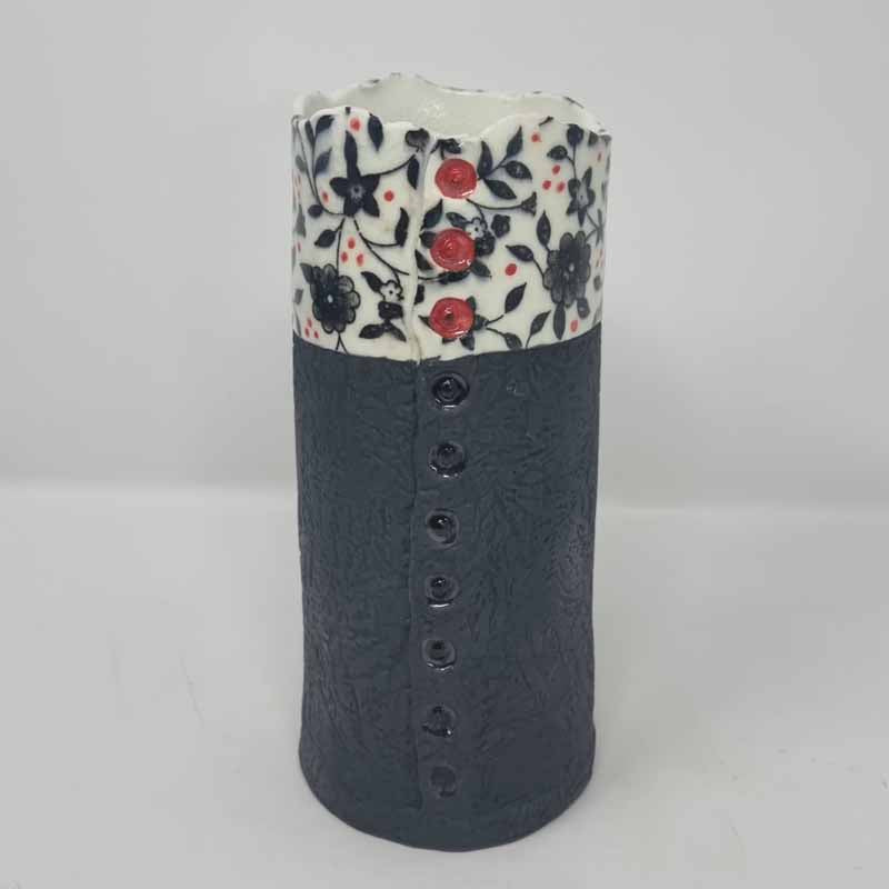BRI223, Buttoned Up Floral Vase