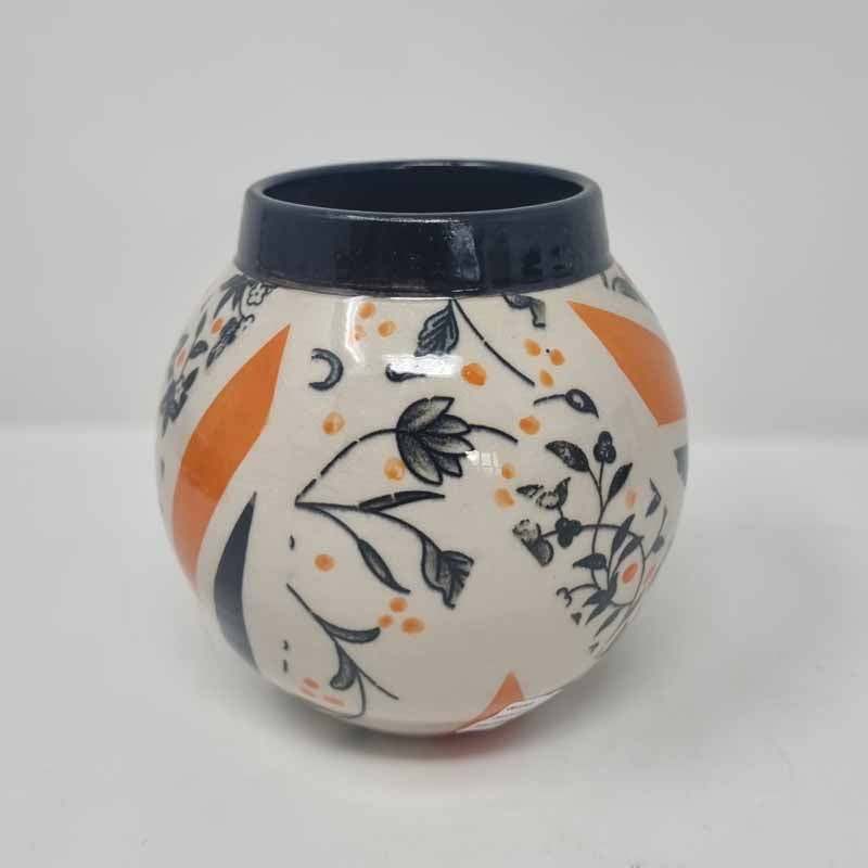 BRI224, Orange Floral Shards Jar