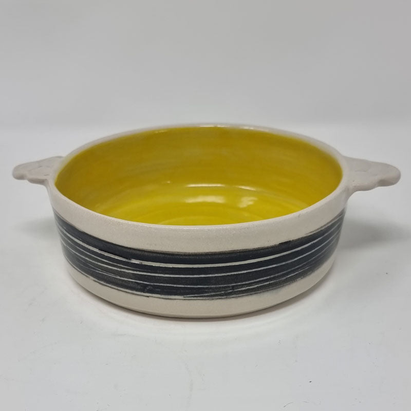 BRI234, Yellow Sgrafitto Bowl with handles
