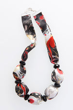 HAS011, Marbled Fabric Necklace, Short