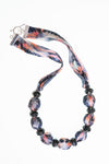 HAS012, Marbled Fabric Necklace, Long