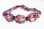 HAS012, Marbled Fabric Necklace, Long