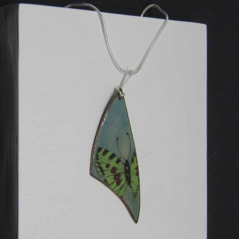 MCA312, Aqua Butterfly Pendant Necklace 3