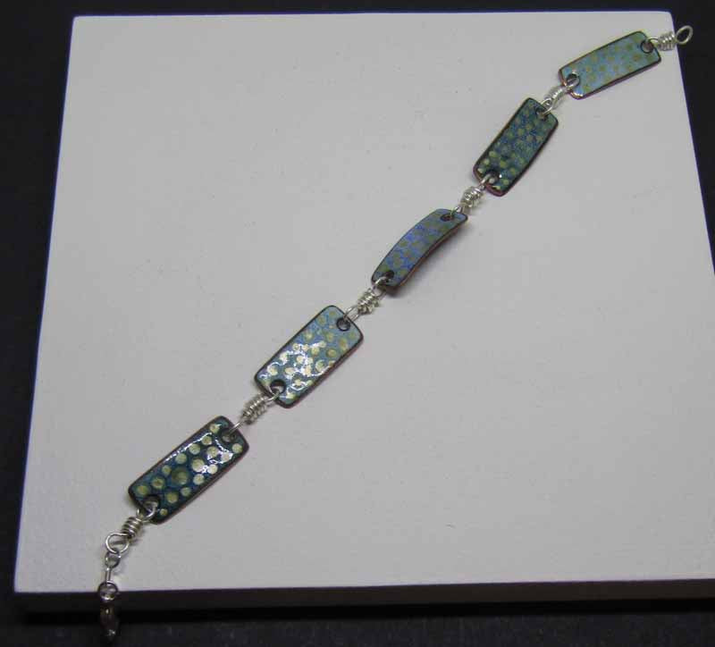 MCA333, Blue Enamel Bar Bracelet