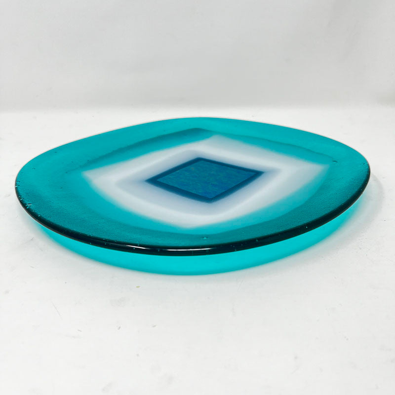 SHI441, Teal Pressed glass plate