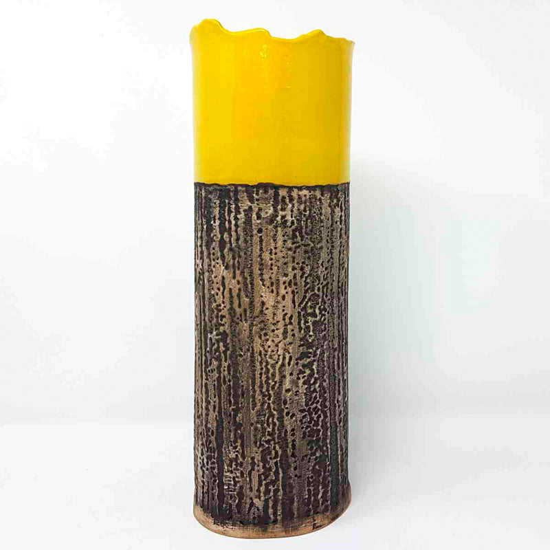 BRI113, Yellow Textured Vase