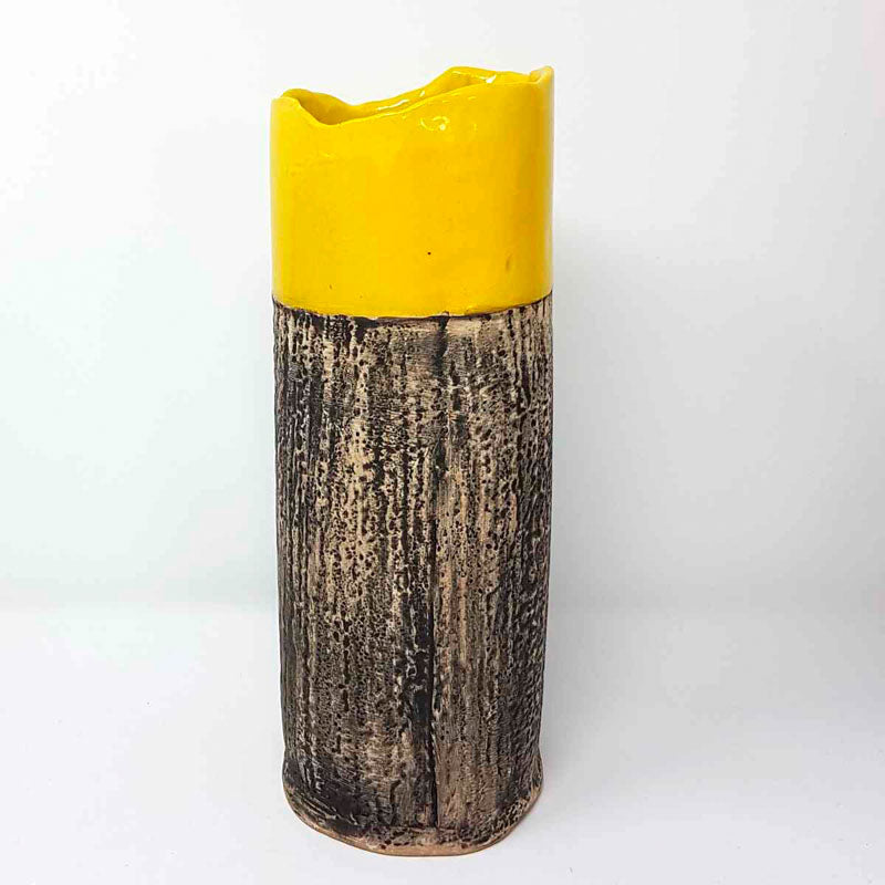 BRI114, Yellow Textured Vase medium