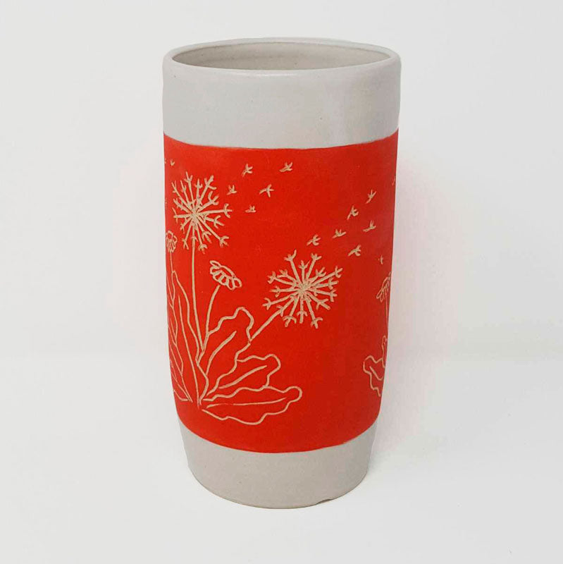 BRI089, Red Dandelion Vase