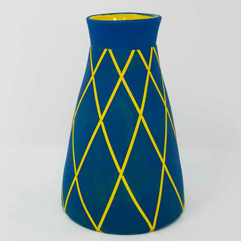 BRI109, Teal on Yellow Circus Vase